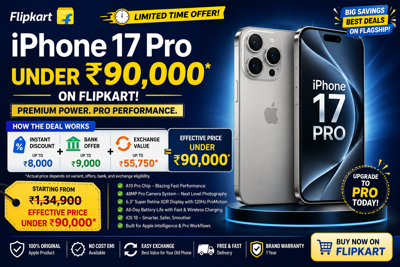 Buy iPhone 17 Pro for Less Than ₹90,000 Flipkart Deal, Features & Performance Review (2026)